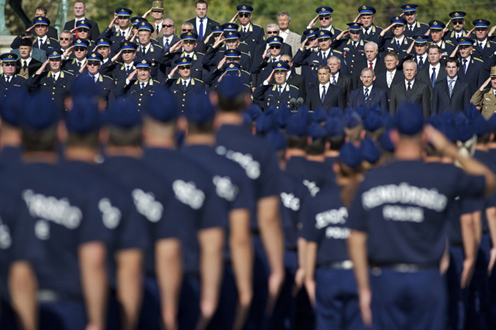 Rendőr tiszthelyettesek eskütétele a budapesti Hősök terén