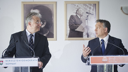 Zsolt Semjén and Viktor Orbán (photo: Csaba Pelsőczy)