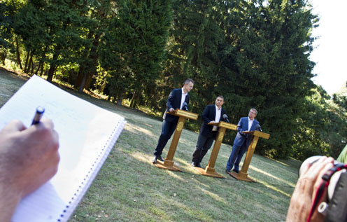 Szijjártó Péter, Orbán Viktor és Matolcsy György (Fotó: Pelsőczy Csaba)