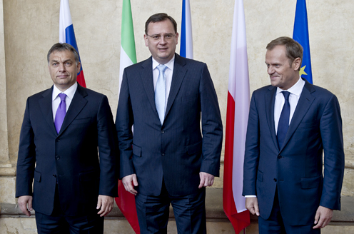Orbán Viktor, Petr Necas, Donald Tusk (fotó: Burger Barna)